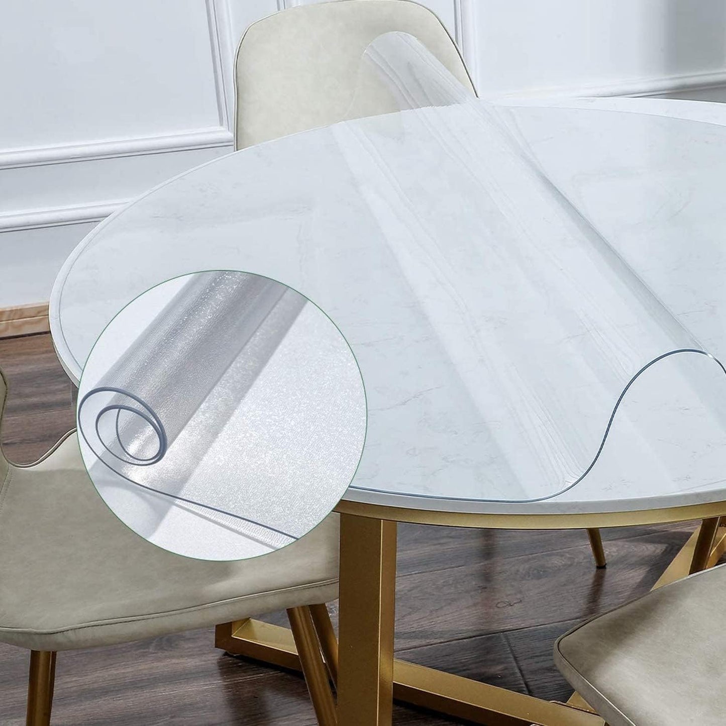 44 Inch Round Frosted Table Cover Protector for All Tables