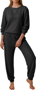 Waffle Knit Lounge Set for Women Long Sleeve Pajamas - Soft Waffle