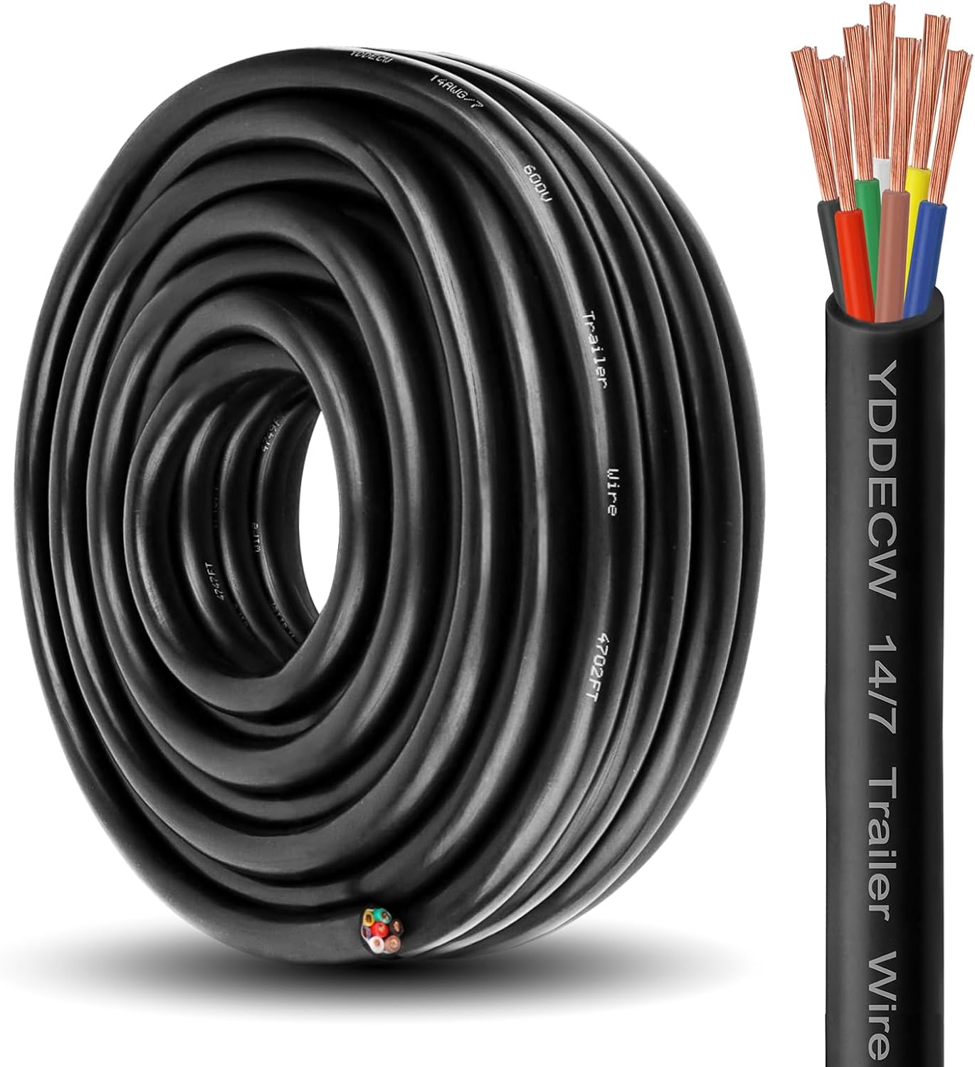7 Way Trailer Wire 14 Gauge Heavy Duty 40FT Pure Copper Cable