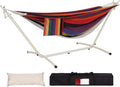 Double Hammock with Stand Red Purple - 2-Person Heavy Duty Outdoor
