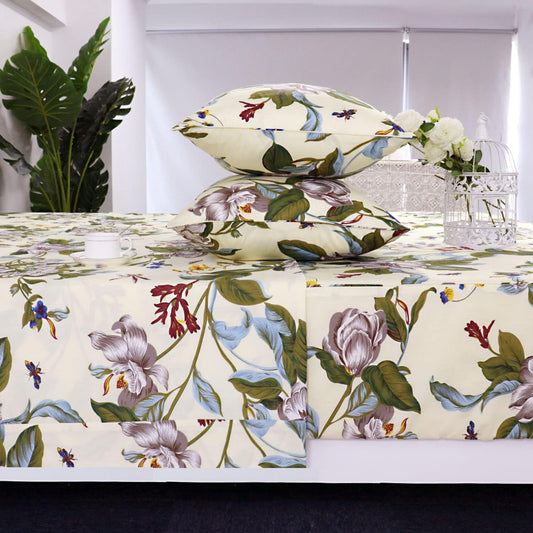 FADFAY Shabby Floral Sheets Queen Size 100% Cotton Bedding