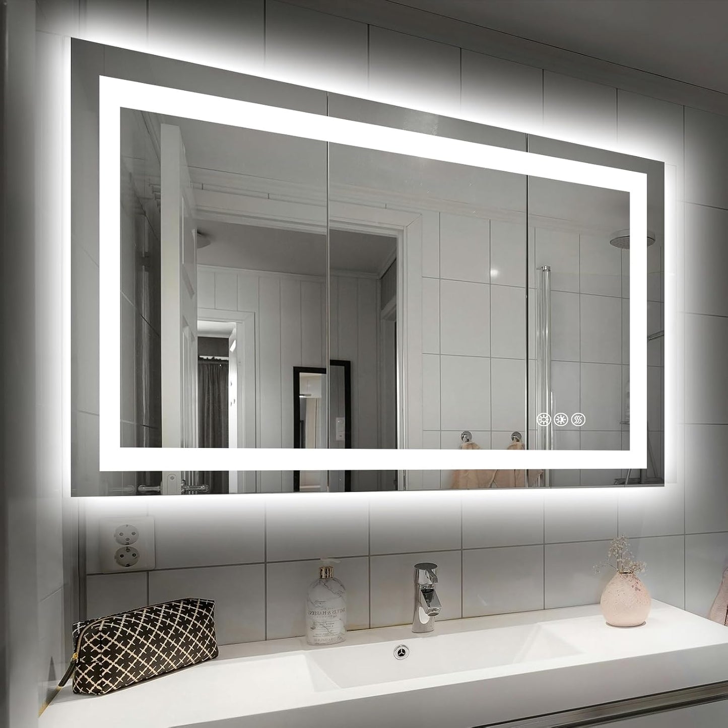 40X32 LED Bathroom Mirror with Lights, Anti-Fog, Dimmable