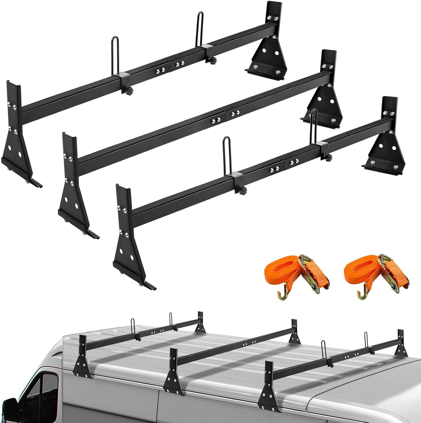 Universal Roof Ladder Rack for Vans - Adjustable 57ft-65ft Length