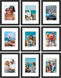 9x12 Picture Frames Set of 9 with Mats - Sturdy Plexiglass