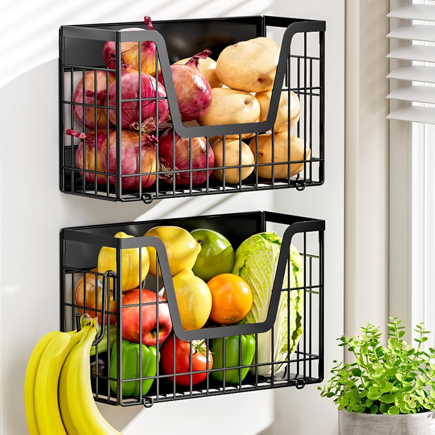 Magnetic Shelf for Fridge - 2 Set Storage Bins for Kitchen