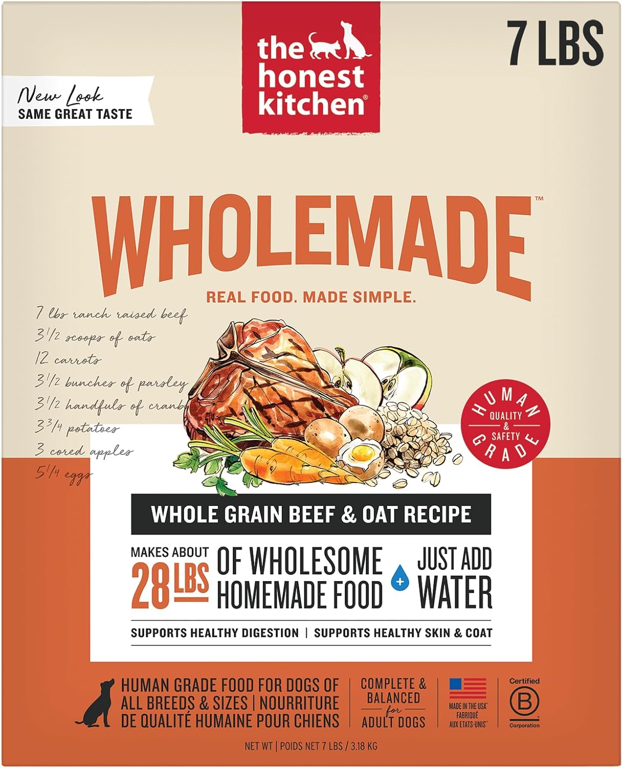 Wholemade Whole Grain Beef & Oat Dog Food for Healthy Dogs