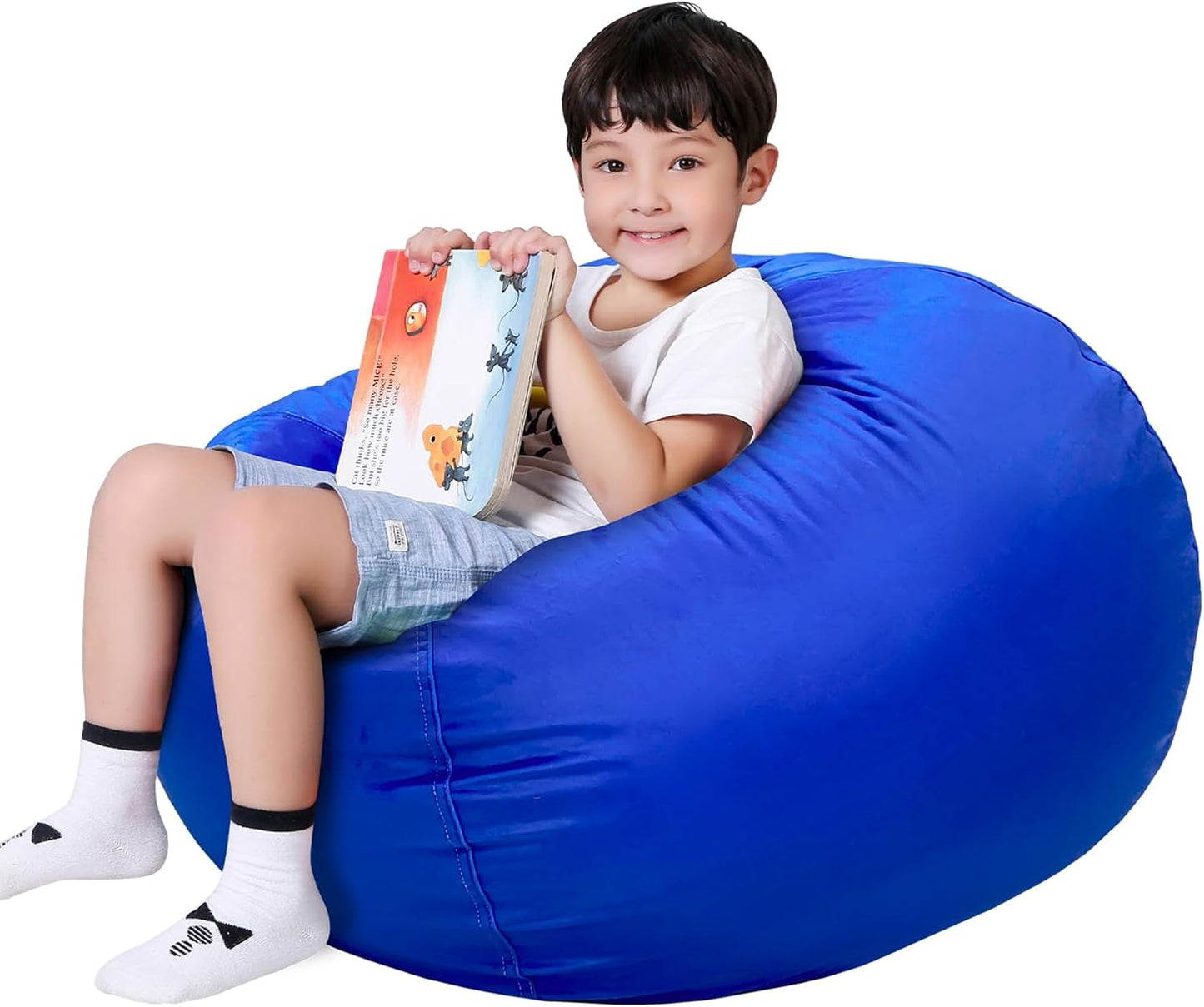 Lukeight Stuffed Animal Storage Bean Bag Chair Cover for Kids