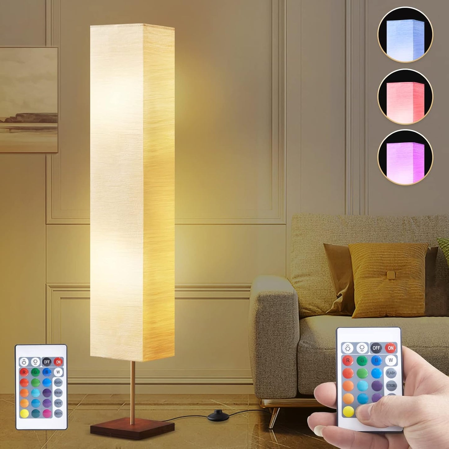 GyroVu 65in RGB Color Changing Floor Lamp for Living Room