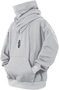 Fleece Hoodies for Men Cowl Neck Sweatshirts Hood with neck Gaiter be
