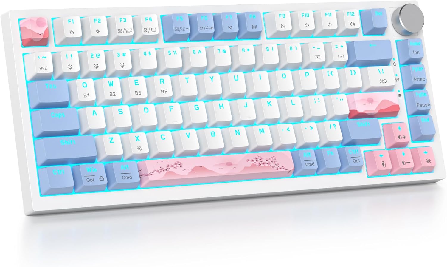 75% Wireless Creamy Pink Mechanical Keyboard for Gamers