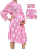SUFEINI Maternity Robe and Matching Baby Swaddle Blanket Set - Soft