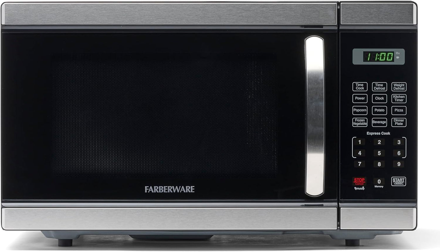Farberware 1000W Microwave - LED Lighting, Child Lock - Perfect for Apartments & Dorms