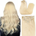 Clip in Hair Extensions Real Human Hair Remy 22in - Full Head Platinum