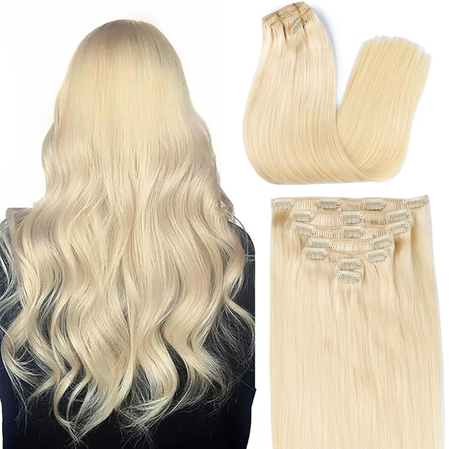 ORIGEN Clip in Hair Extensions for Women - 22 in Platinum Blonde