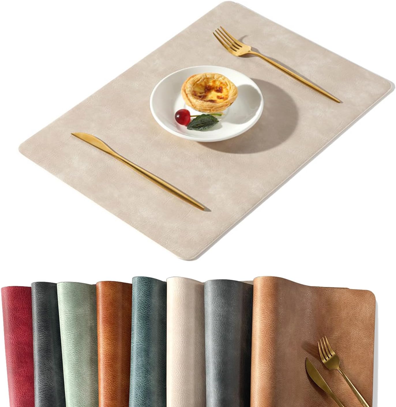 UnivoColors Washed Cowhide Pattern PU Leather Placemats Set of 8