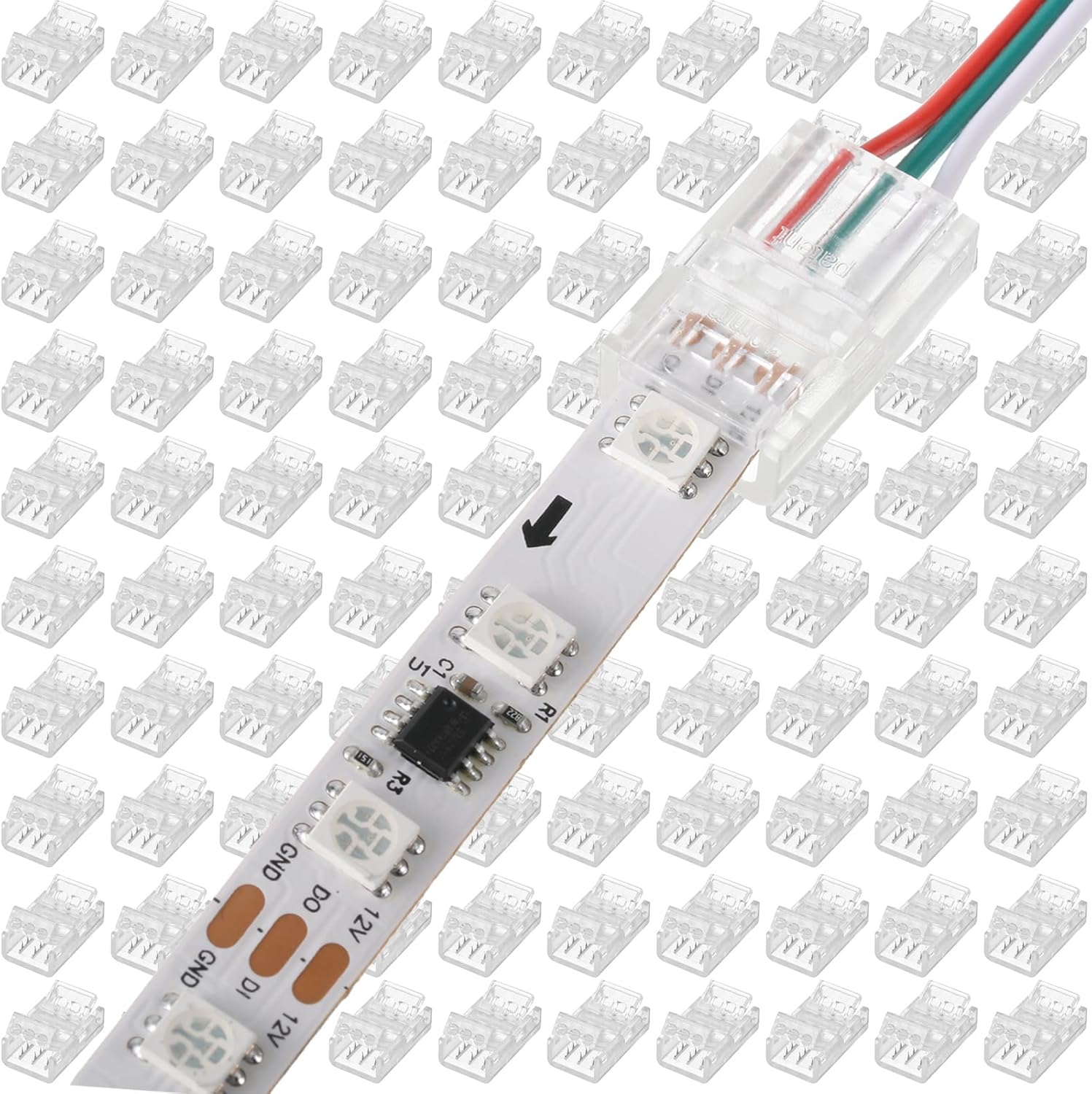Flutesan 100 Pcs 3 Pin 10mm Solderless LED Light Strip Connectors