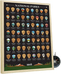 Framed US National Parks Scratch Off Poster for Travel Lovers
