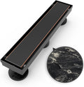 12 in Linear Shower Drain Tile Insert Grate - Reversible Oil Rubbed