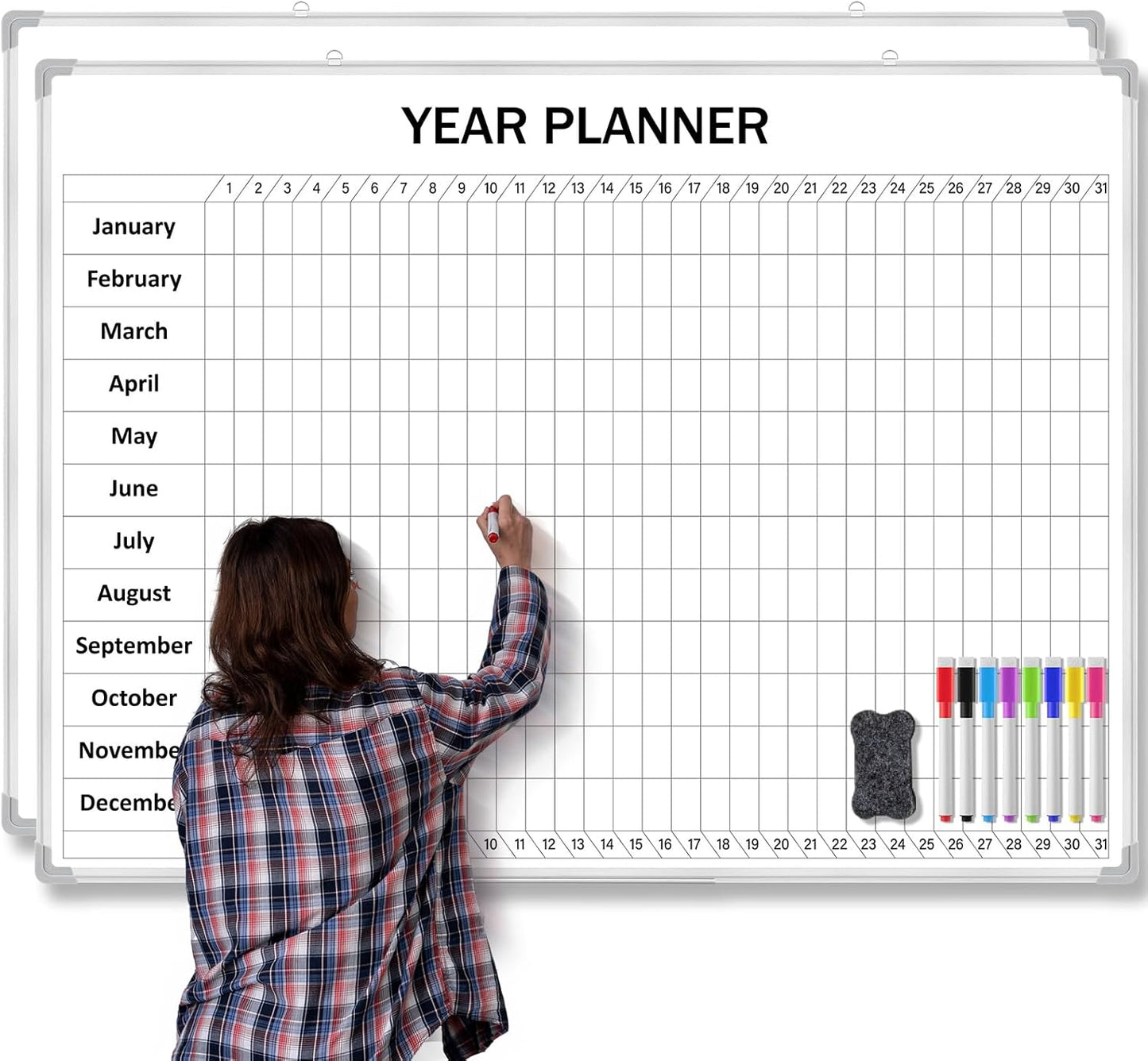 Lincia Extra Large Magnetic Vertical Year Planner for 2025-2026