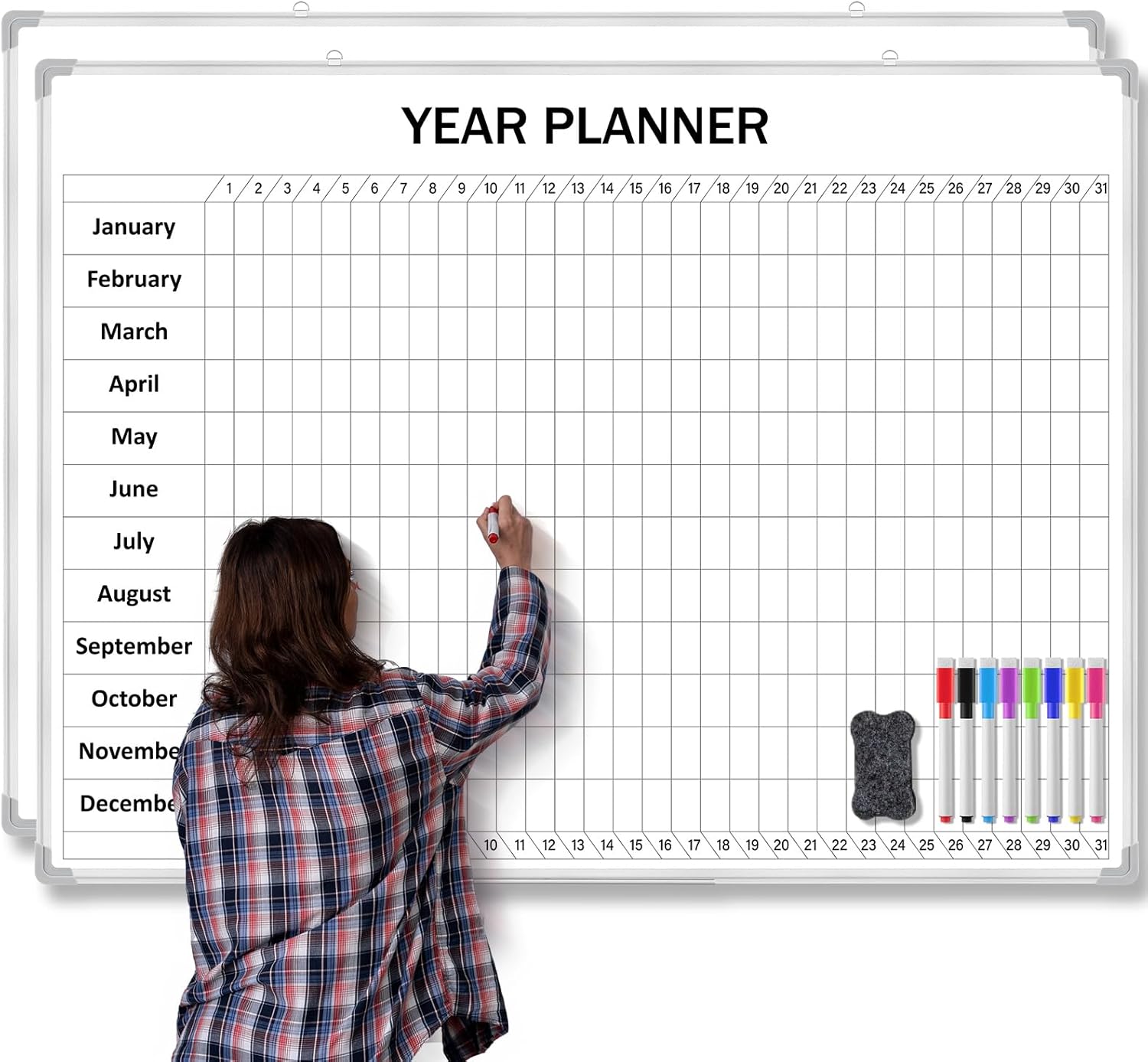 Lincia Extra Large Magnetic Vertical Year Planner for 2025-2026