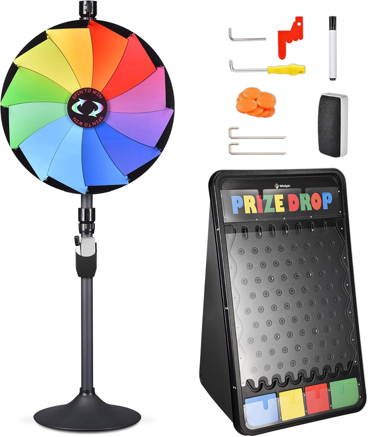 WinSpin 24in Spinning Wheel & Prize Drop Game Board for Parties