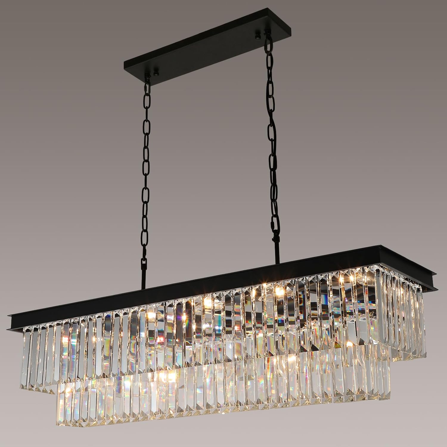 Elegant Black Crystal Chandeliers for Dining Room Lighting