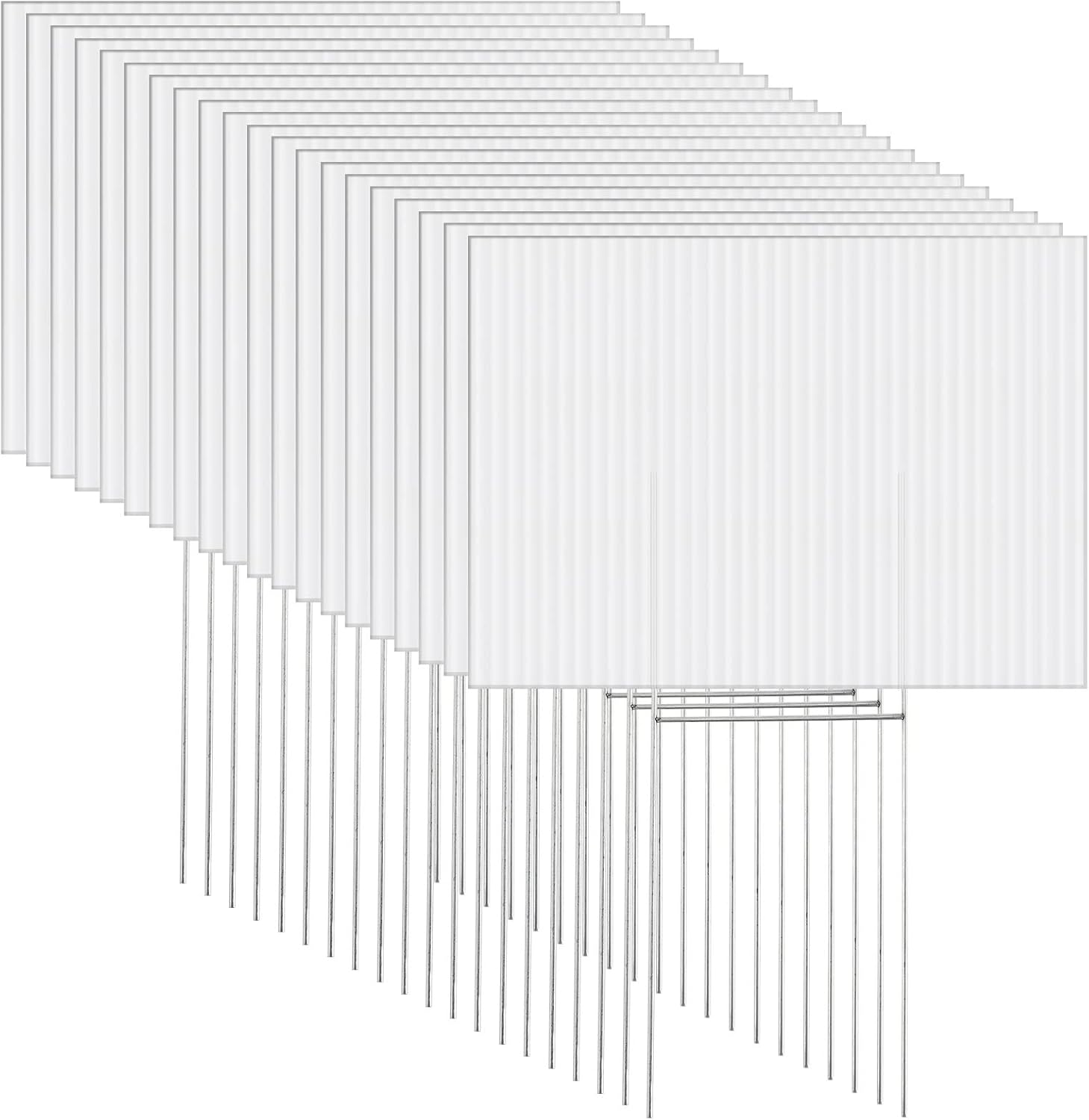 20 Pack Blank Yard Signs with Stakes for Events and Sales