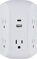 UltraPro 5-Outlet Extender with USB-C and USB Charging - Space-Saving
