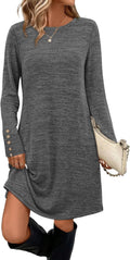 OFEEFAN Women's Long Sleeve Pocket Dress for Effortless Style