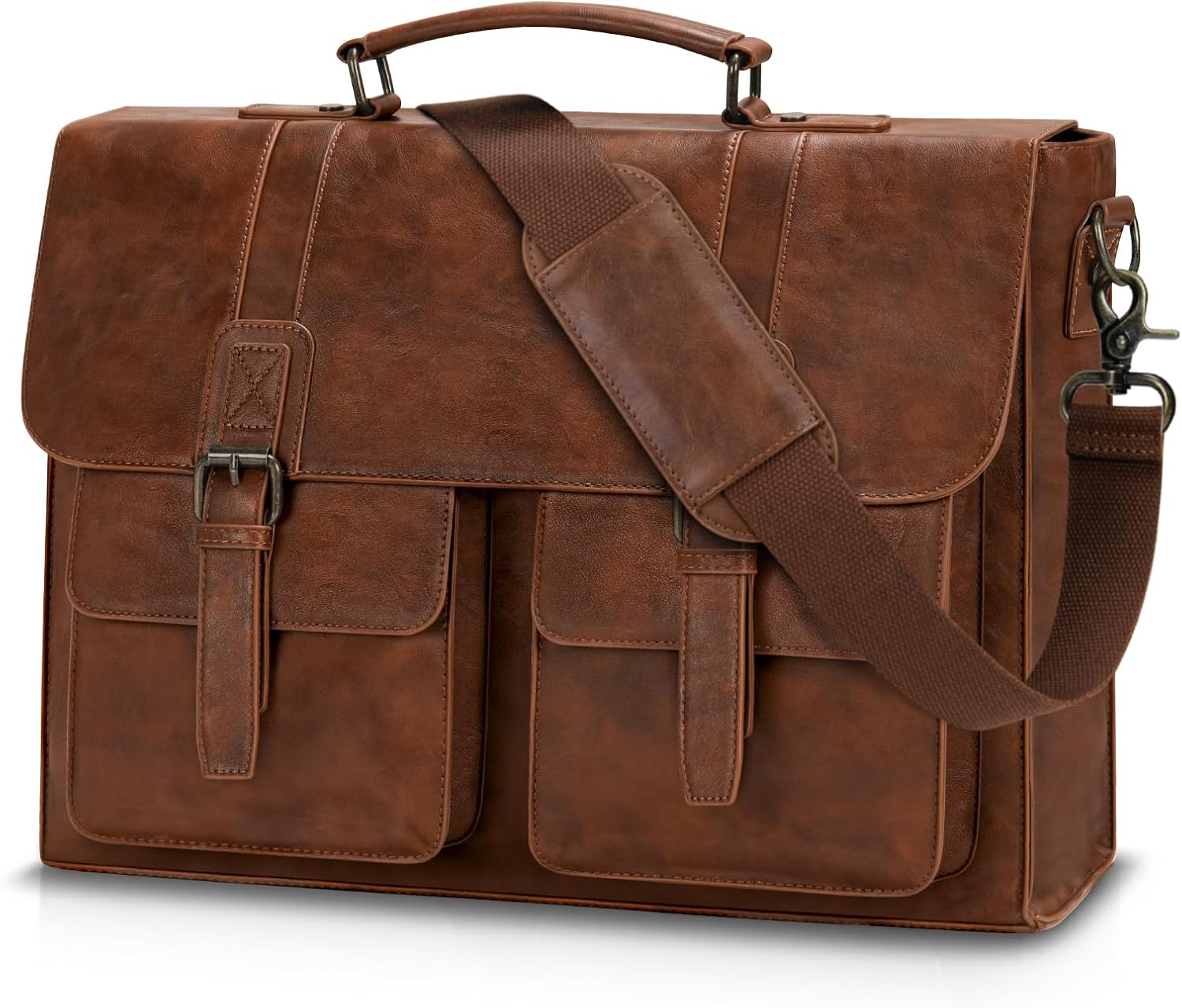 Leather Messenger Bag for Men 15.6 Inch Vintage Laptop Bag
