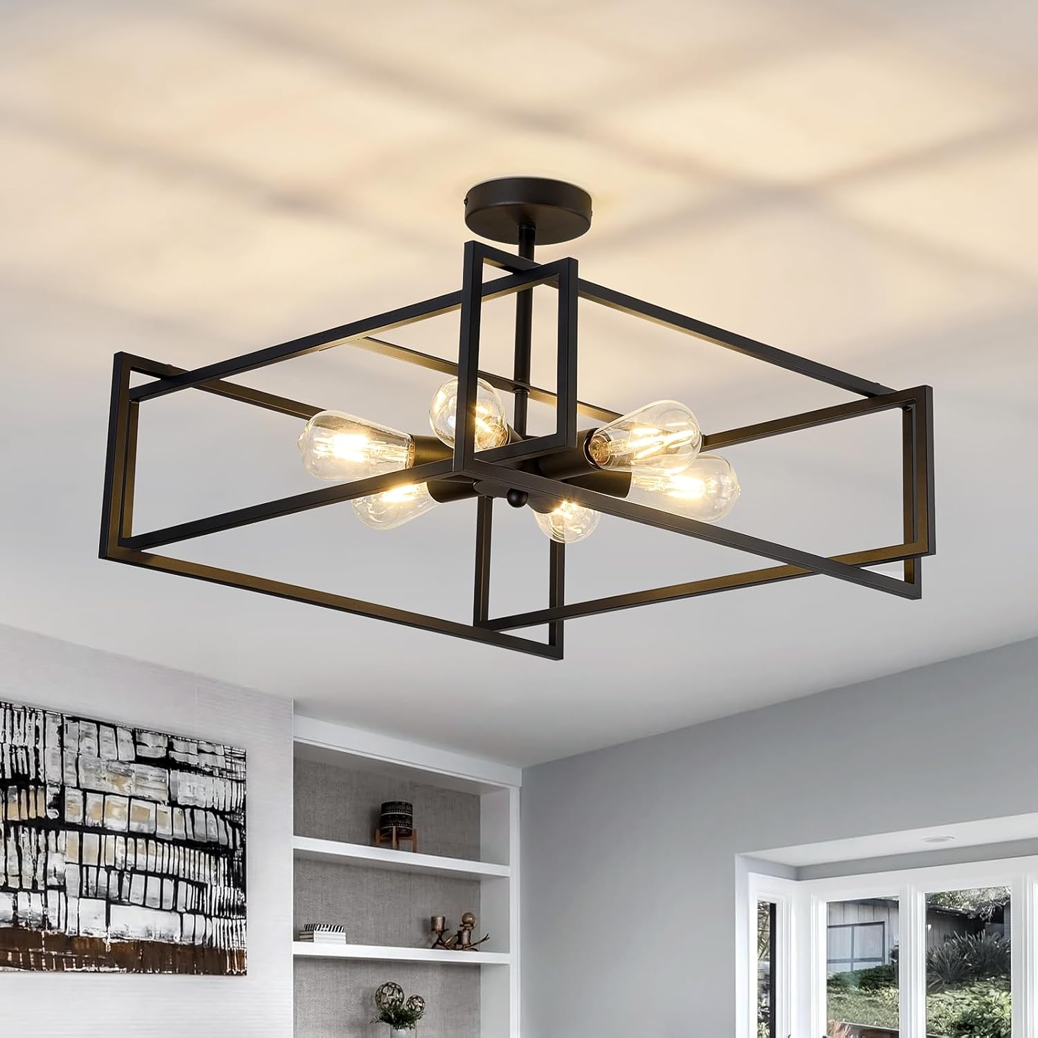 Industrial Flush Mount Ceiling Light Fixture for Home Decor