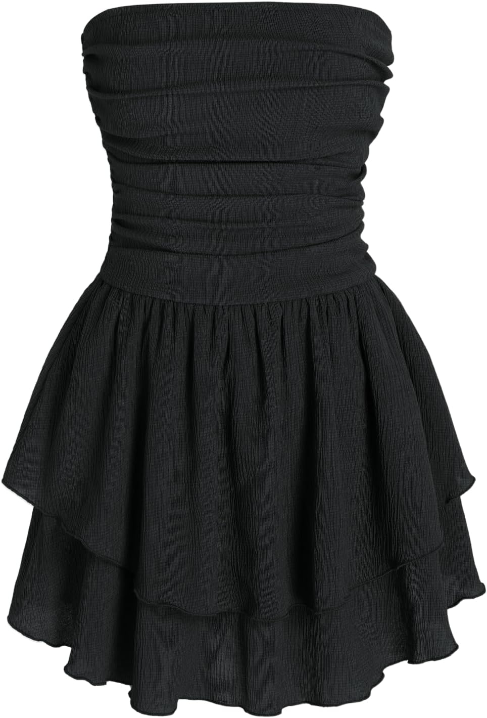 CIDER Women's Summer Cocktail Dress - Tube Ruched Ruffle Mini