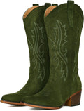 Cowboy Boots For Women Mid Calf Snip Toe - Chunky Heel Comfort