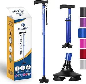 ELESIK Adjustable Folding Cane for Safe Walking and Support