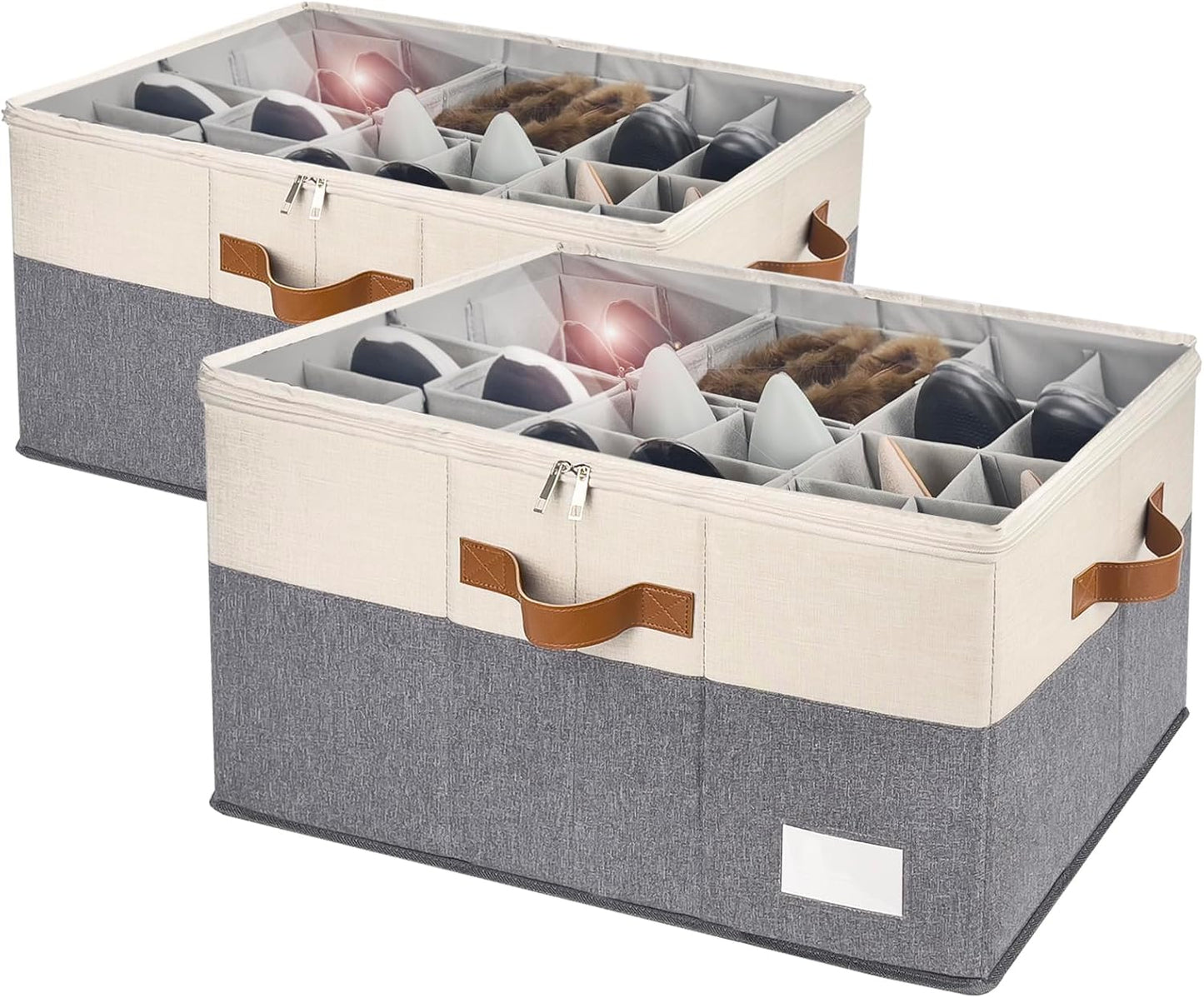 Shoe Organizer for Closet with Clear Cover and Handles