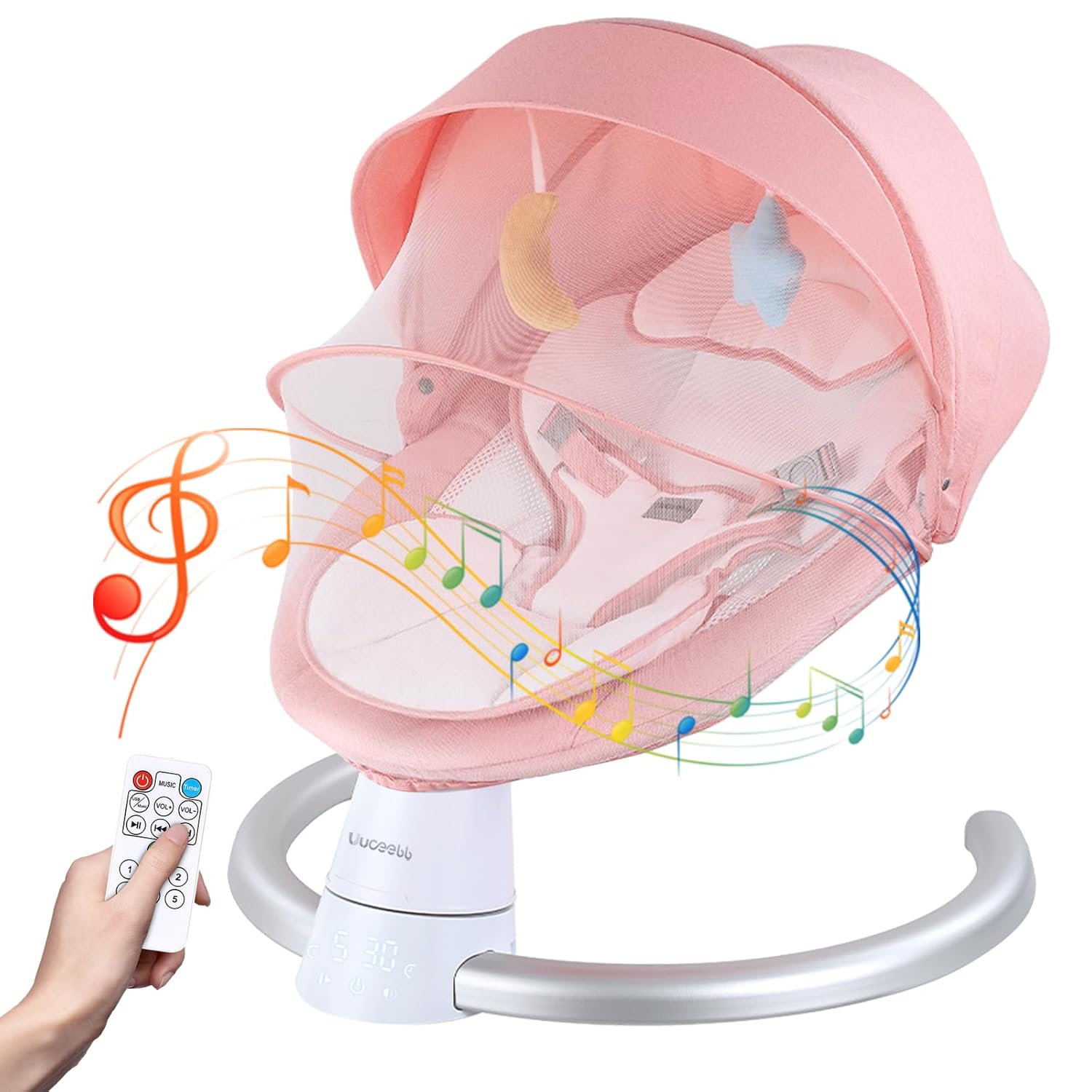 Portable Electric Baby Swing - Bluetooth, 5 Speeds, 10 Lullabies