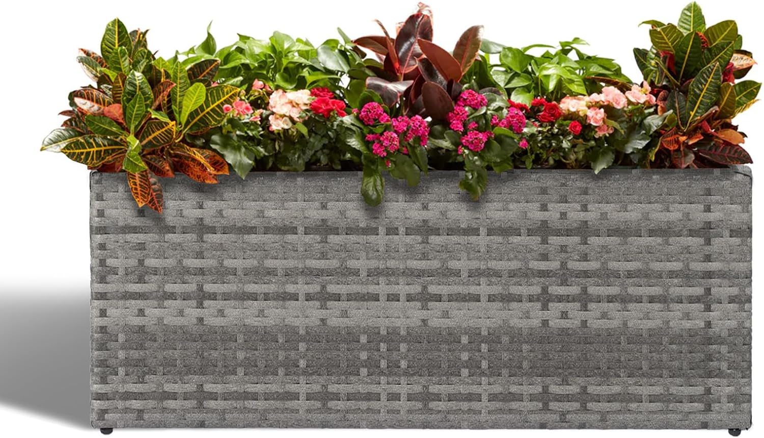 Large Rectangular Block Planter Box for Outdoor Plants - Gray