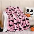 weigelia Halloween Throw Blanket Pink Bat Fleece Throw - Cozy Gift