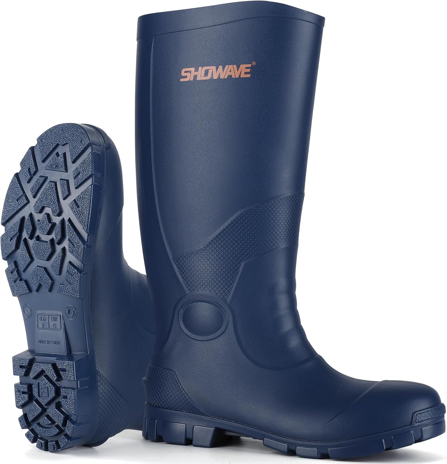 Showave Men's Rain Boots Lightweight Waterproof Rubber Work Boots