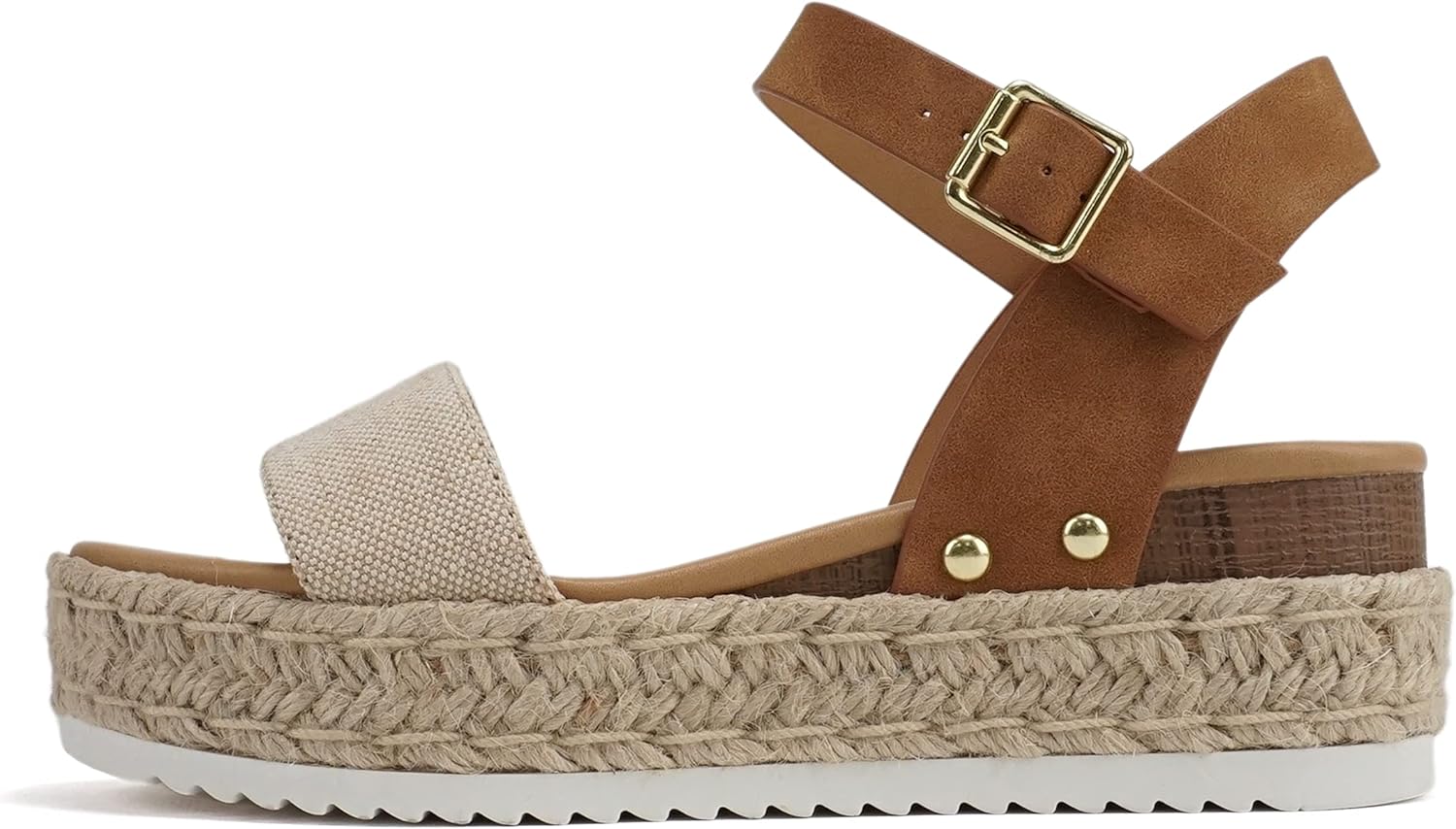 Soda CLIP Women Open Toe Ankle Strap Platform Espadrille Sandal