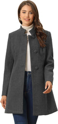 Women's Mid-Long Stand Collar Winter Overcoat - Classic H-Line Fit