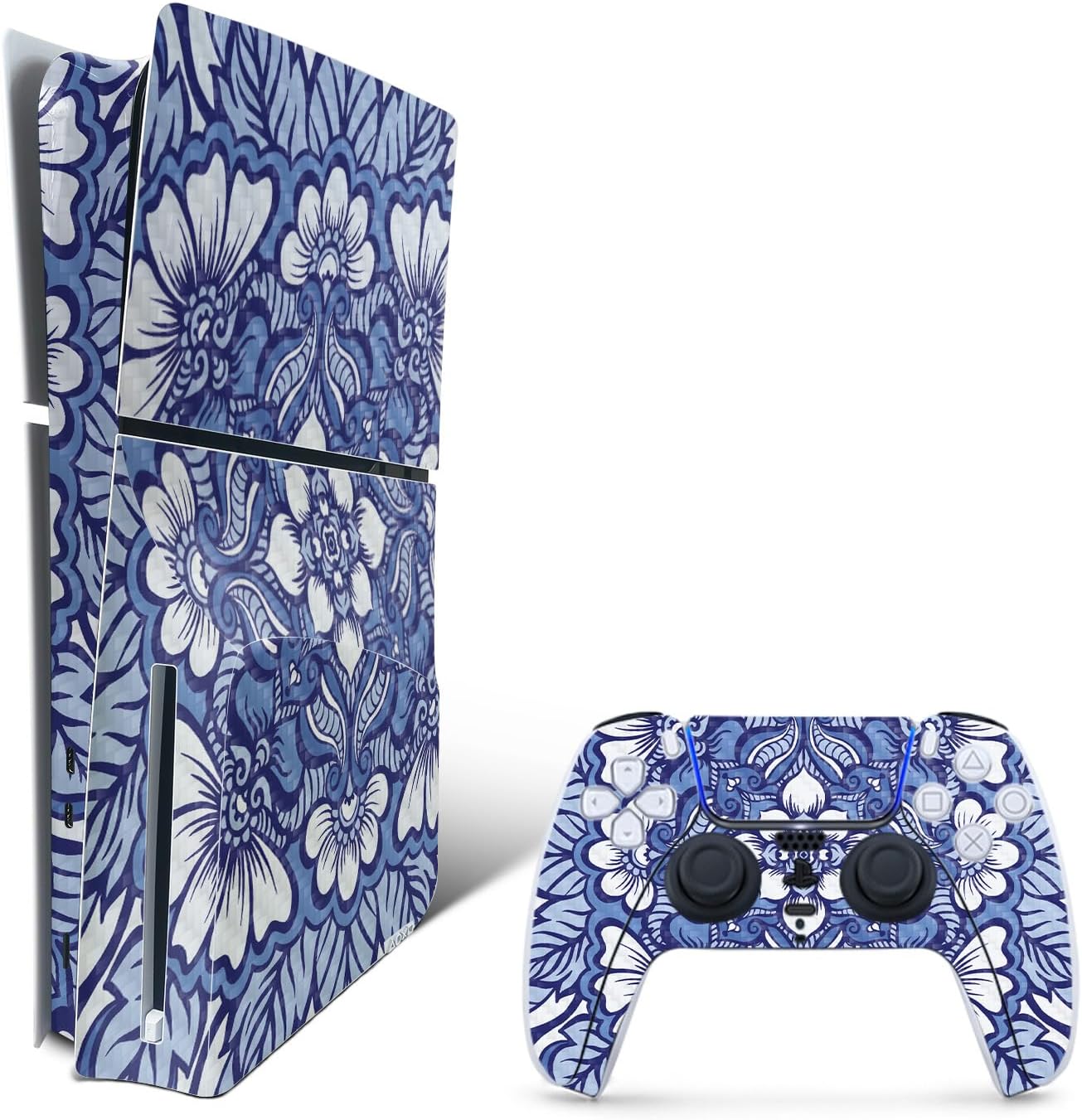 MightySkins Carbon Fiber Skin for PS5 Slim Disc Edition Bundle