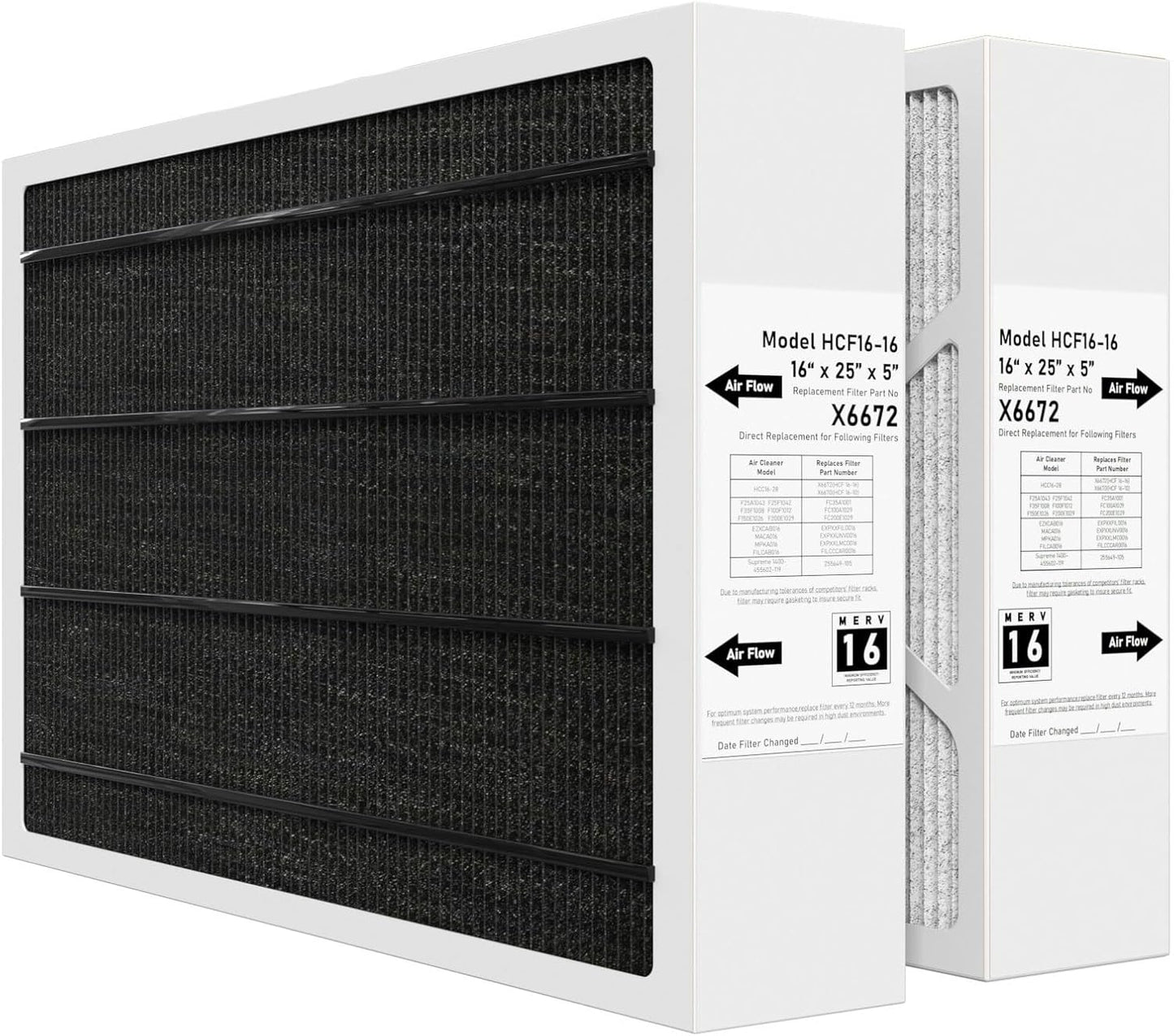 X6672 MERV 16 16x25x5 Furnace Filter for Lennox HVAC Systems