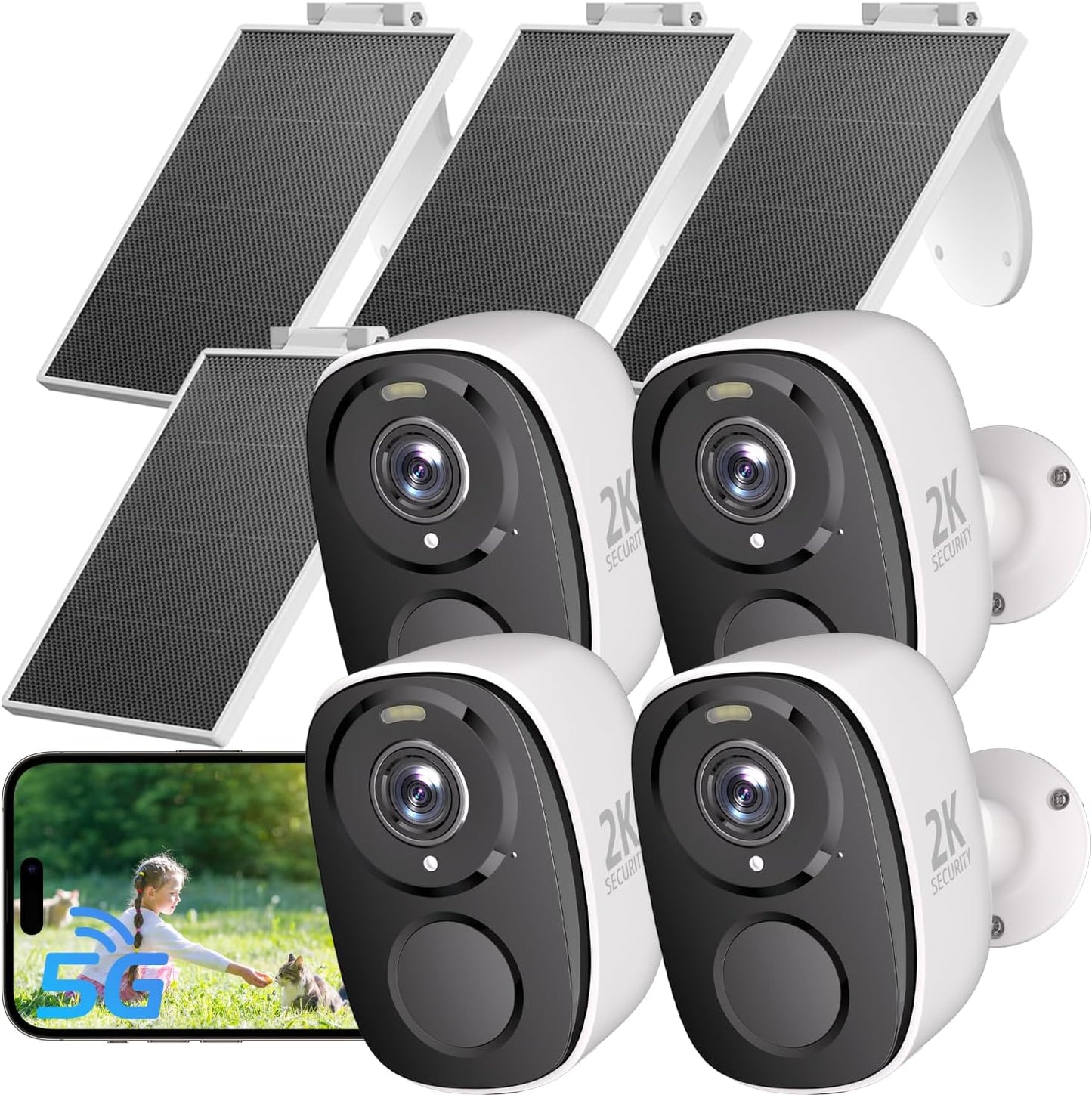 2.4&5GHz WiFi Solar Security Cameras Wireless Outdoor System