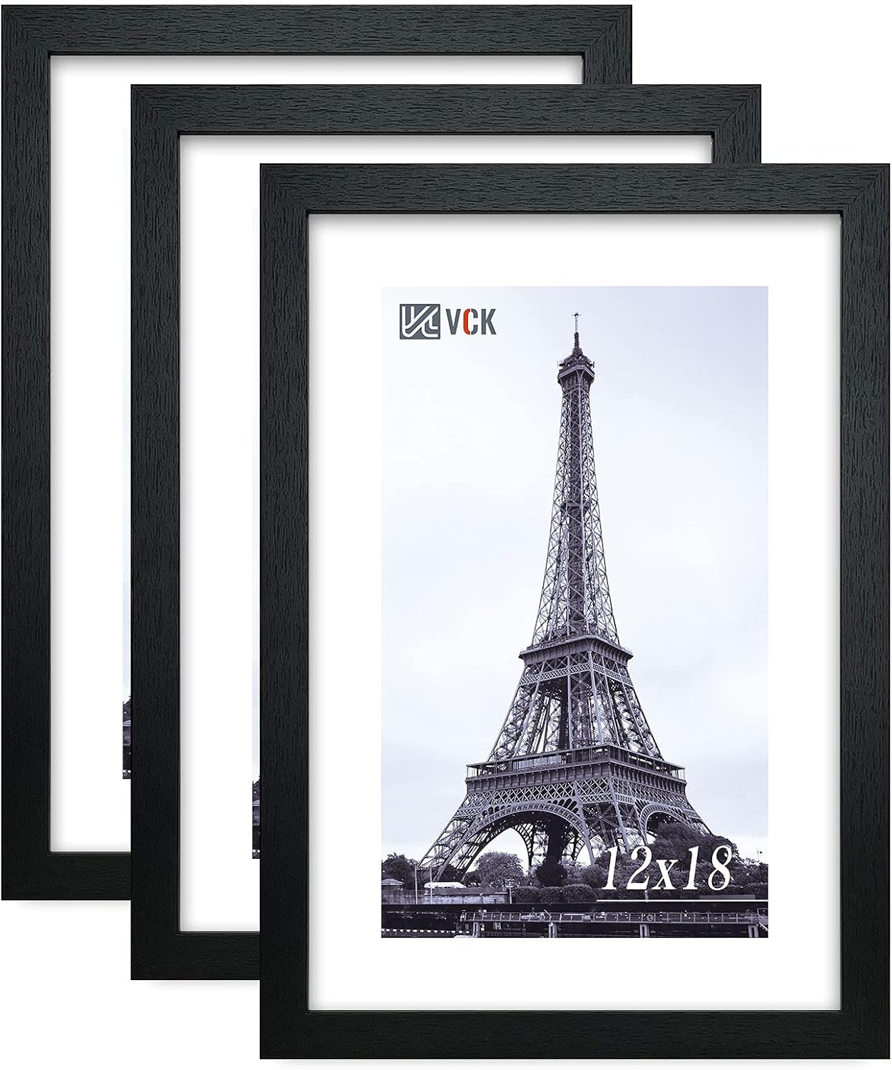 VCK 12x18 Inch Solid Wood Poster Frames Set of 3 in Black