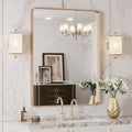 24x32 Gold Bathroom Mirror Rounded Rectangle Frame - Brushed Gold