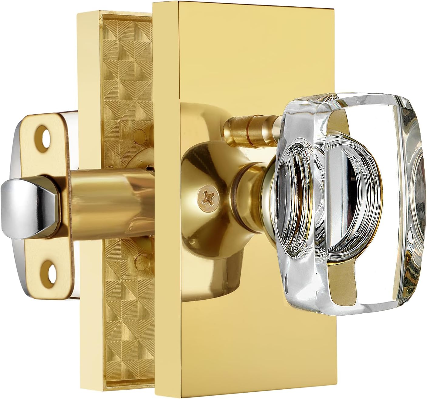 Modern Crystal Glass Door Knobs with Lock for Privacy Use