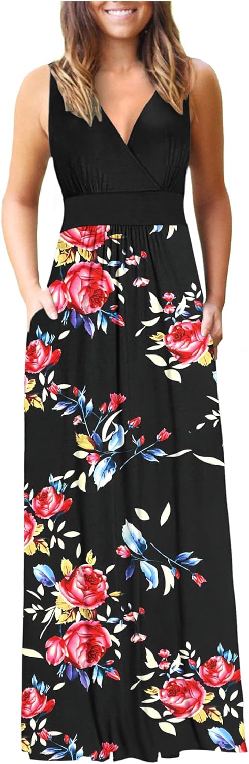 AUSELILY Women's Sleeveless Maxi Dress with Pockets for All Occasions