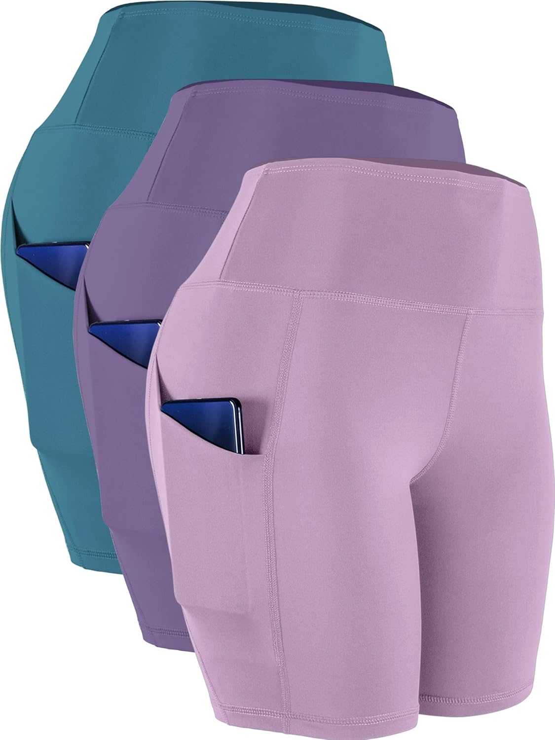CADMUS Women's High Waist Spandex Yoga Shorts with Pockets