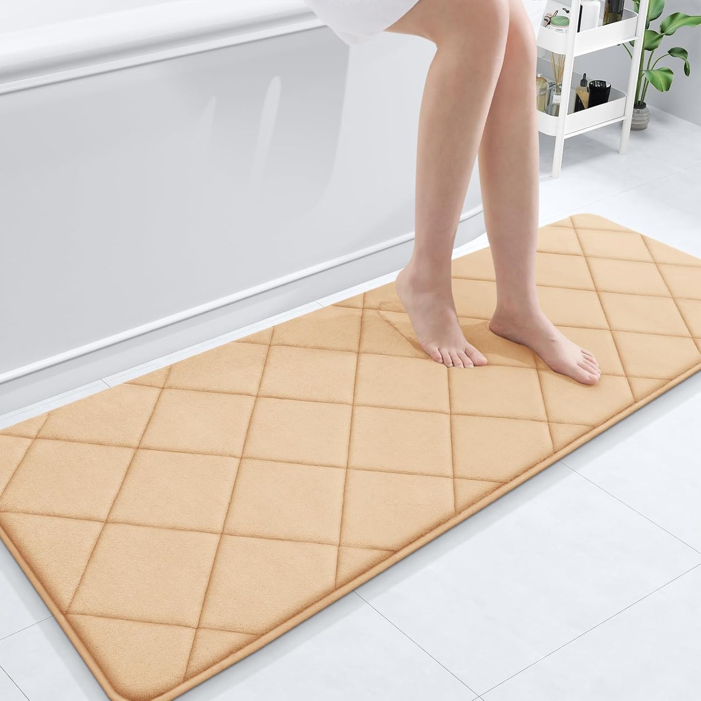 OLANLY Memory Foam Bath Mat 59x20 for Luxurious Comfort